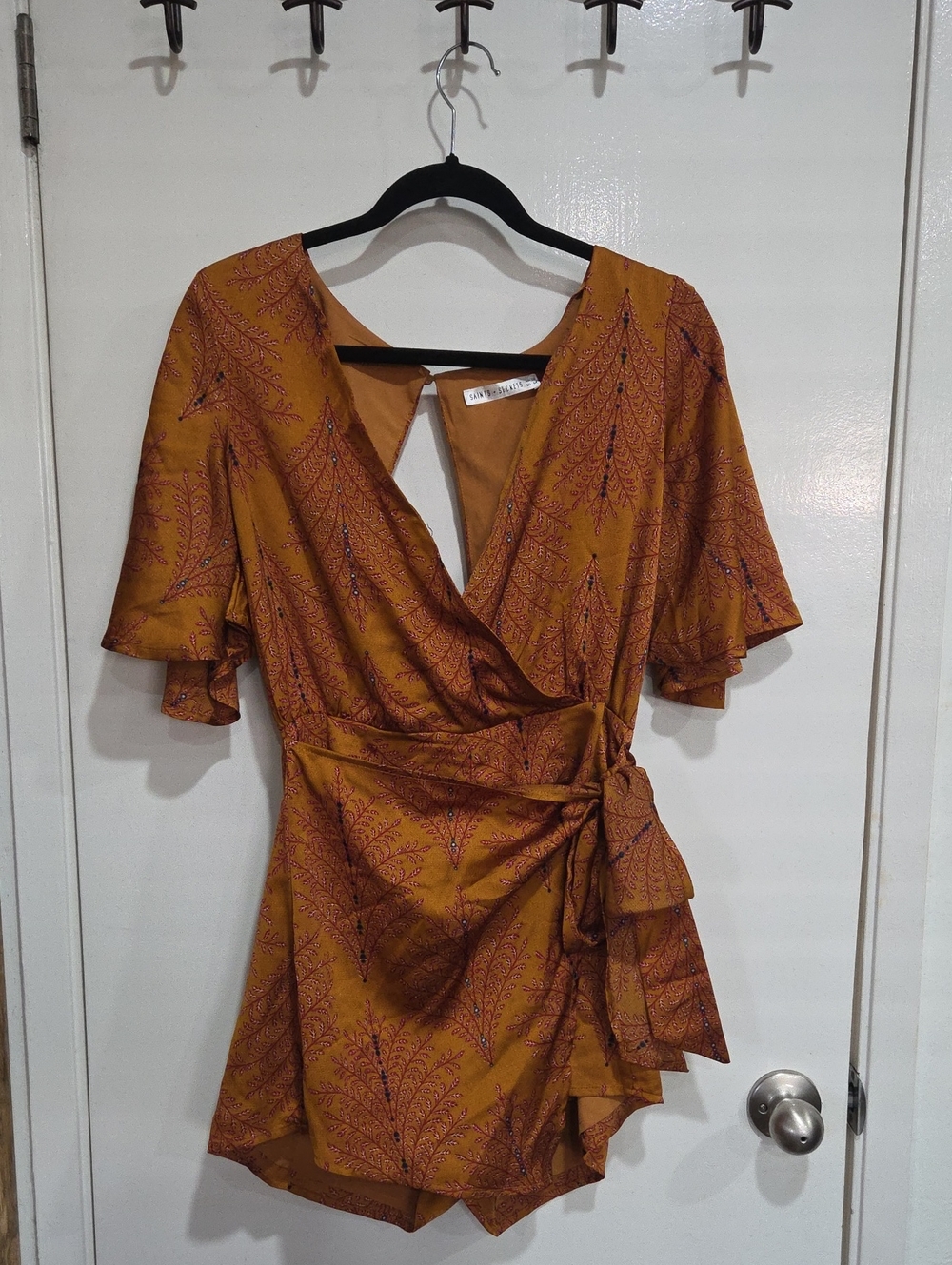 VICI Printed Wrap Romper - Rust Orange Size Medium